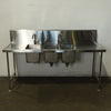STAINLESS STEEL 3 X SINKS & 2 X TAPS S/S Bench with Sinks and Splashback