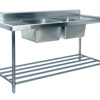KSS 07-1500L - Double Sink With Splashback & Pot Rack