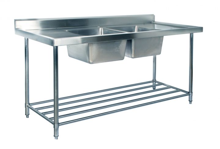 KSS 07-1800L - Double Sink With Splashback & Pot Rack