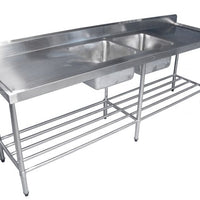 KSS 07-2400L - Double Sink With Splashback & Pot Rack