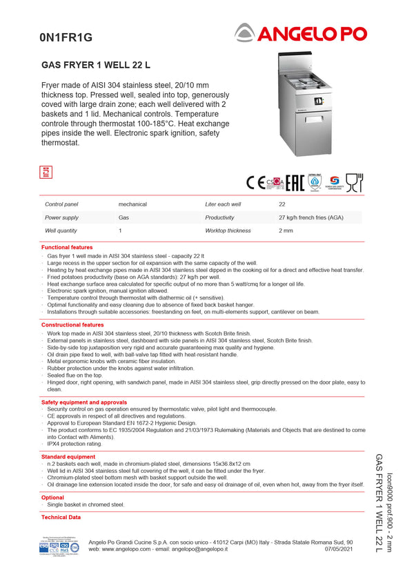 Angelo Po Icon9000 0N1FR1G - Fryer