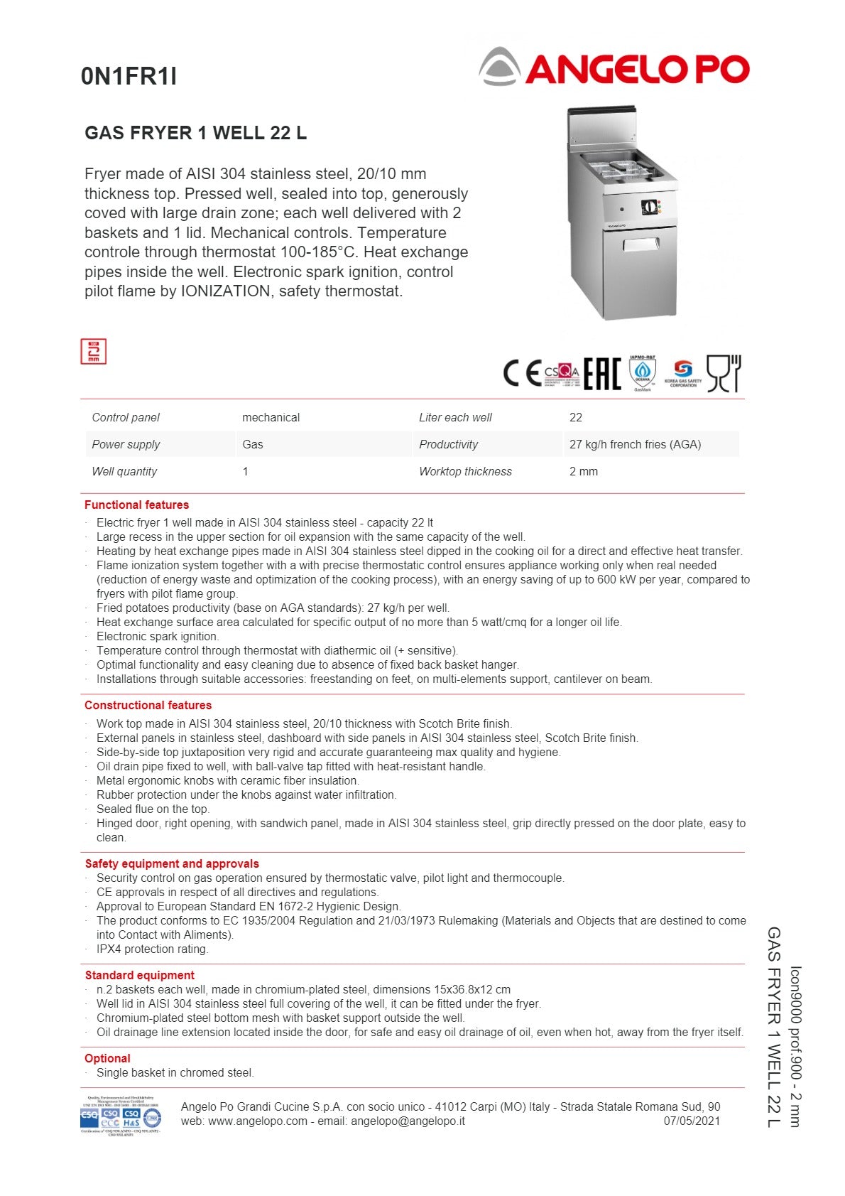 Angelo Po Icon9000 0N1FR1I - Fryer