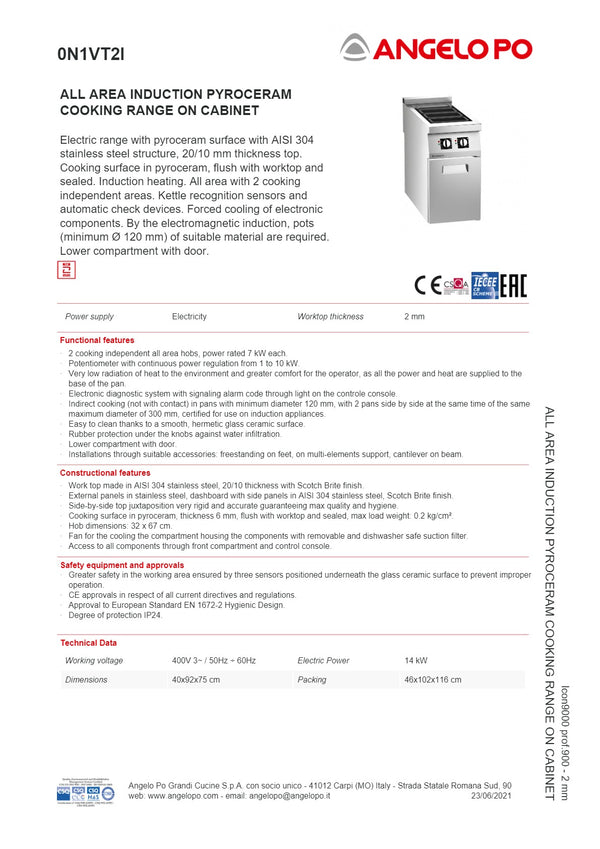 Angelo Po Icon9000 0N1VT2I - 4 Burner Ceramic Cook Top