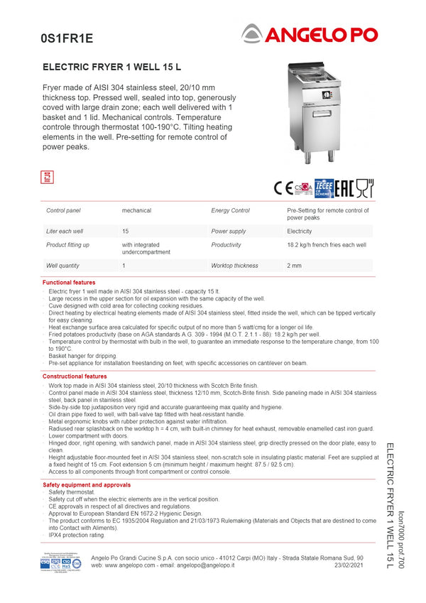Angelo Po Icon7000 0S1FR1E - Fryer