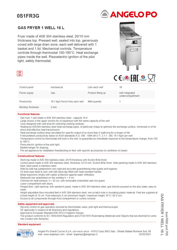 Angelo Po Icon7000 0S1FR3G - Fryer