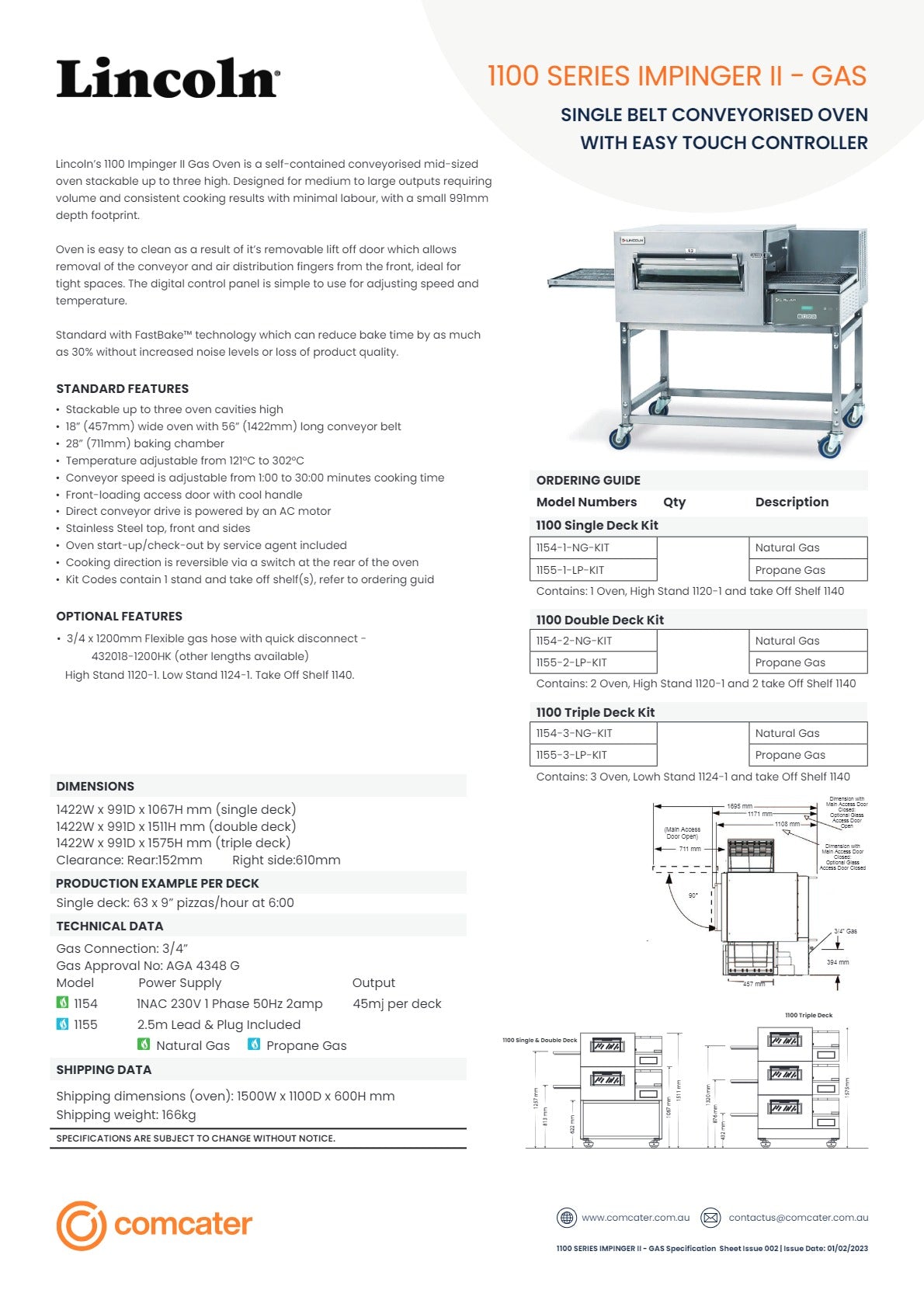 Lincoln Impinger 1155-1-LP - Conveyor Oven