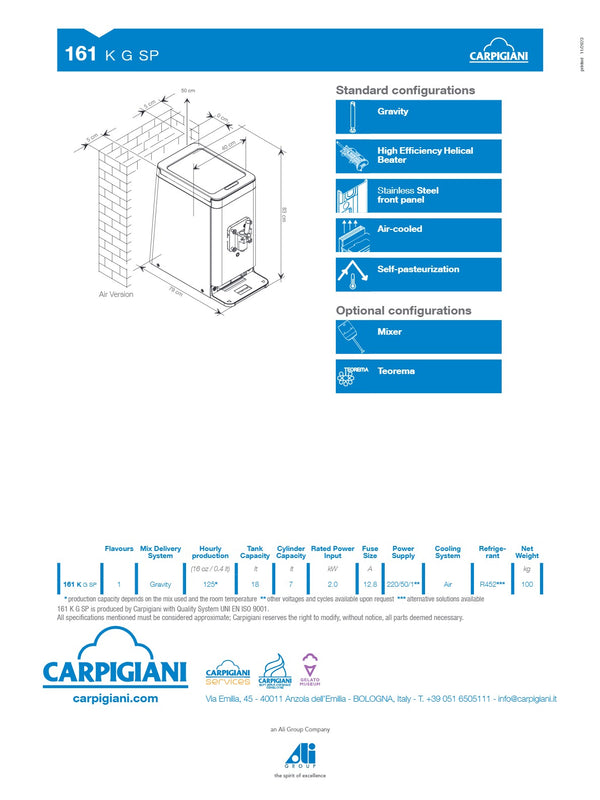 Carpigiani 161 K G SP - Countertop Shake Machine