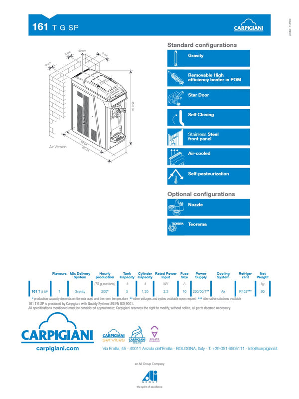 Carpigiani 161 T G SP - Countertop Soft Serve & Acai Machine