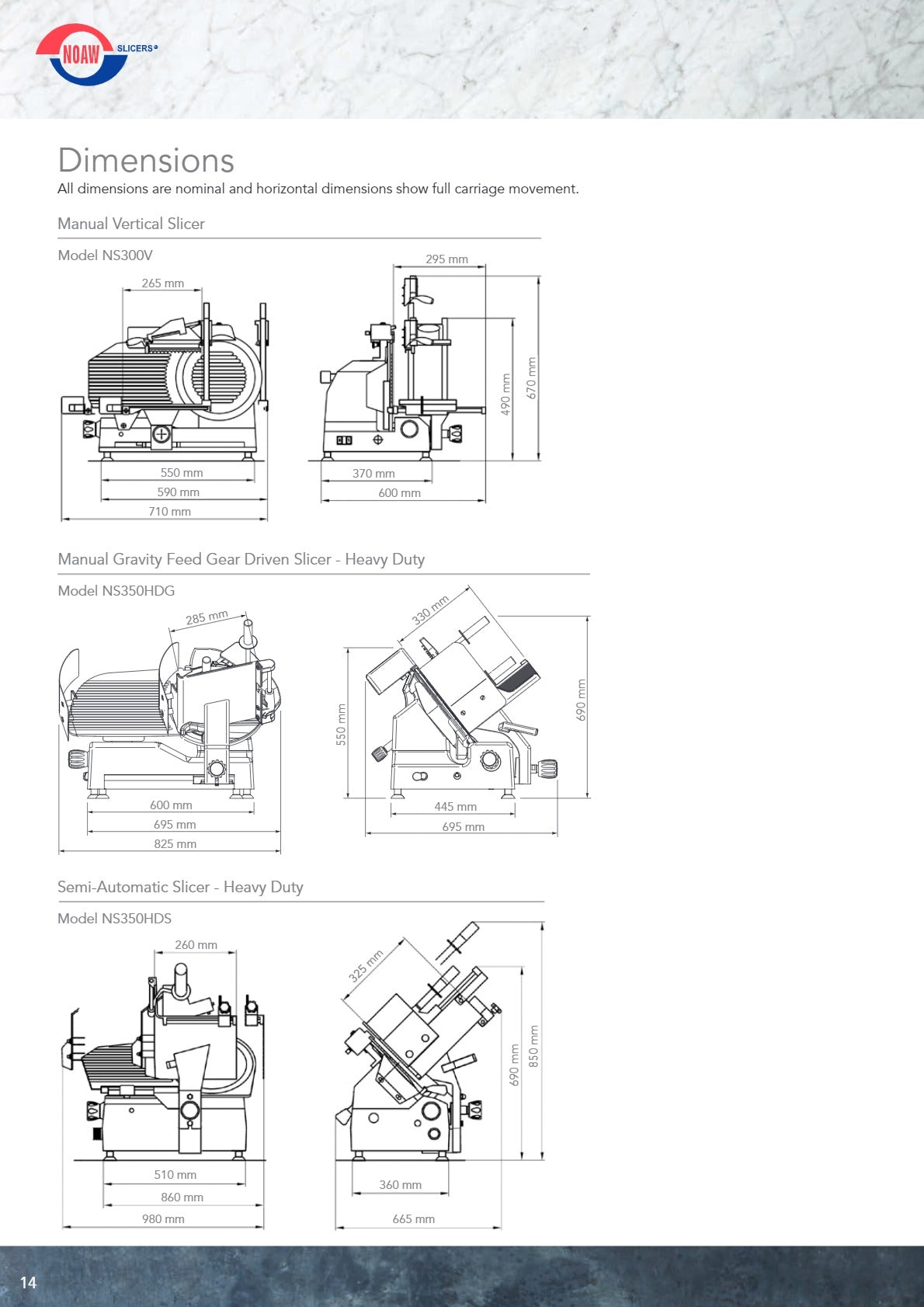 Noaw NS350HDG - Manual Gravity Feed Gear Driven Slicer