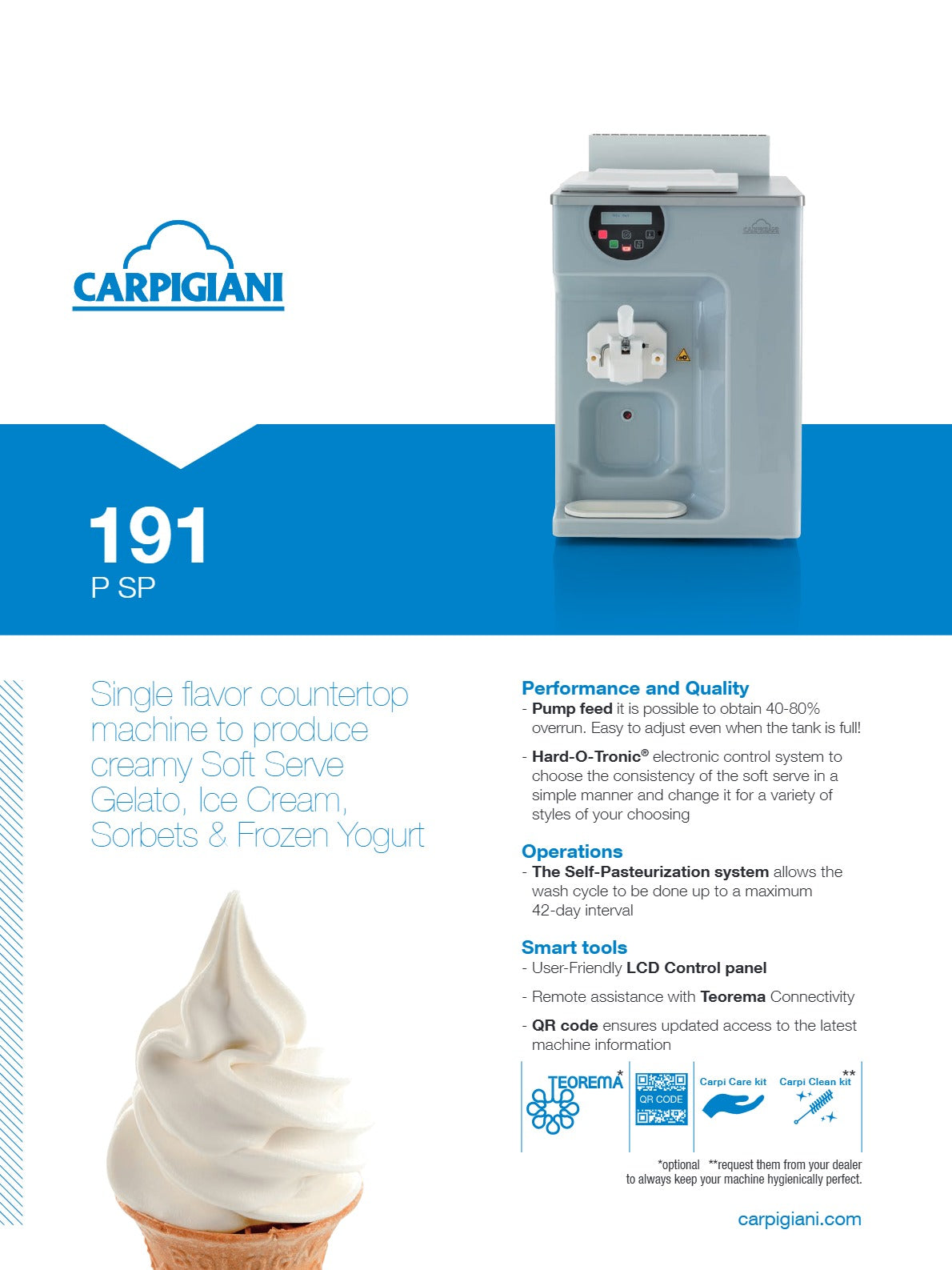 Carpigiani 191 P SP Steel - Countertop Soft Serve Machine
