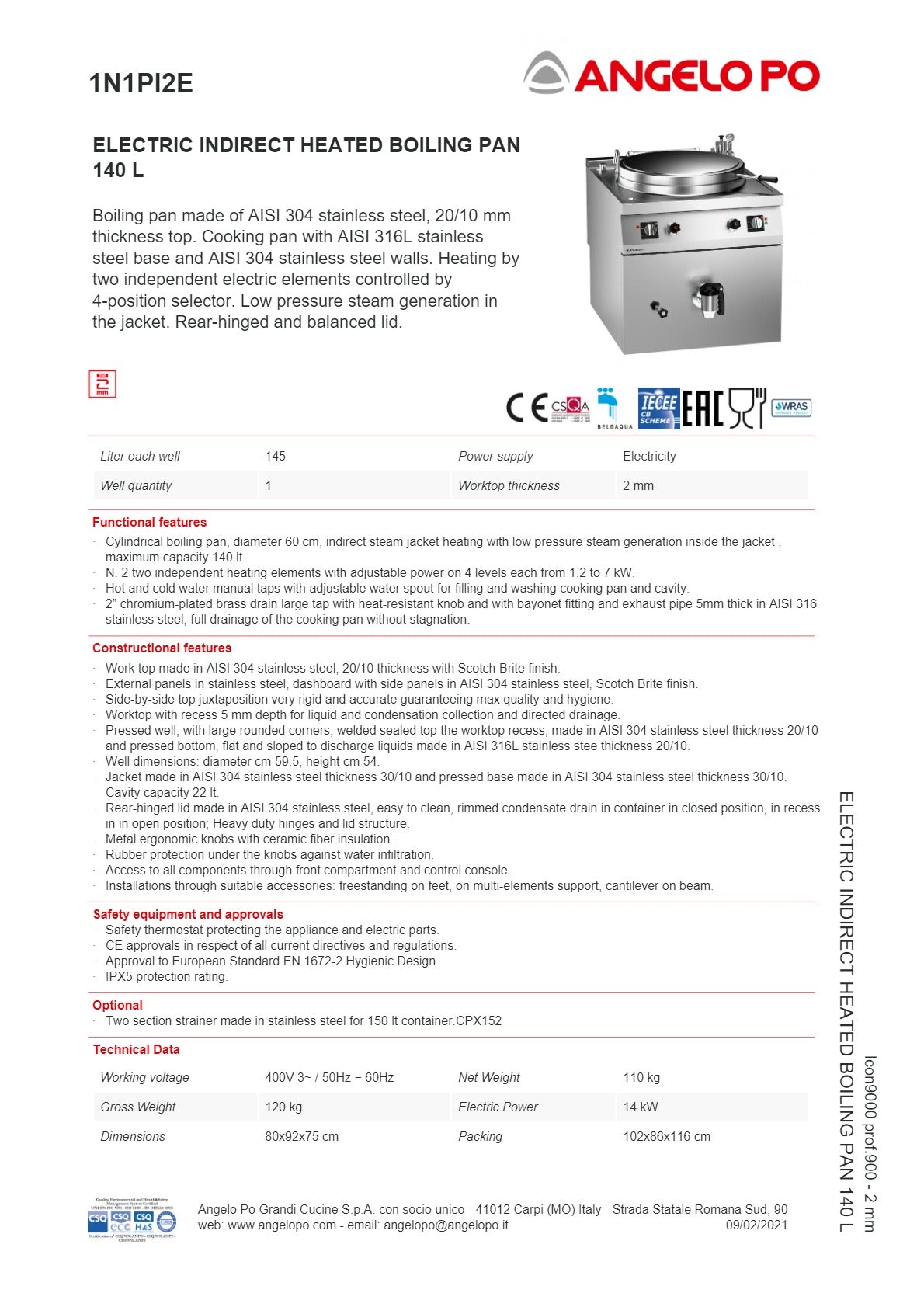 Angelo Po Icon9000 1N1PI2E-3MM - Boiling Pan