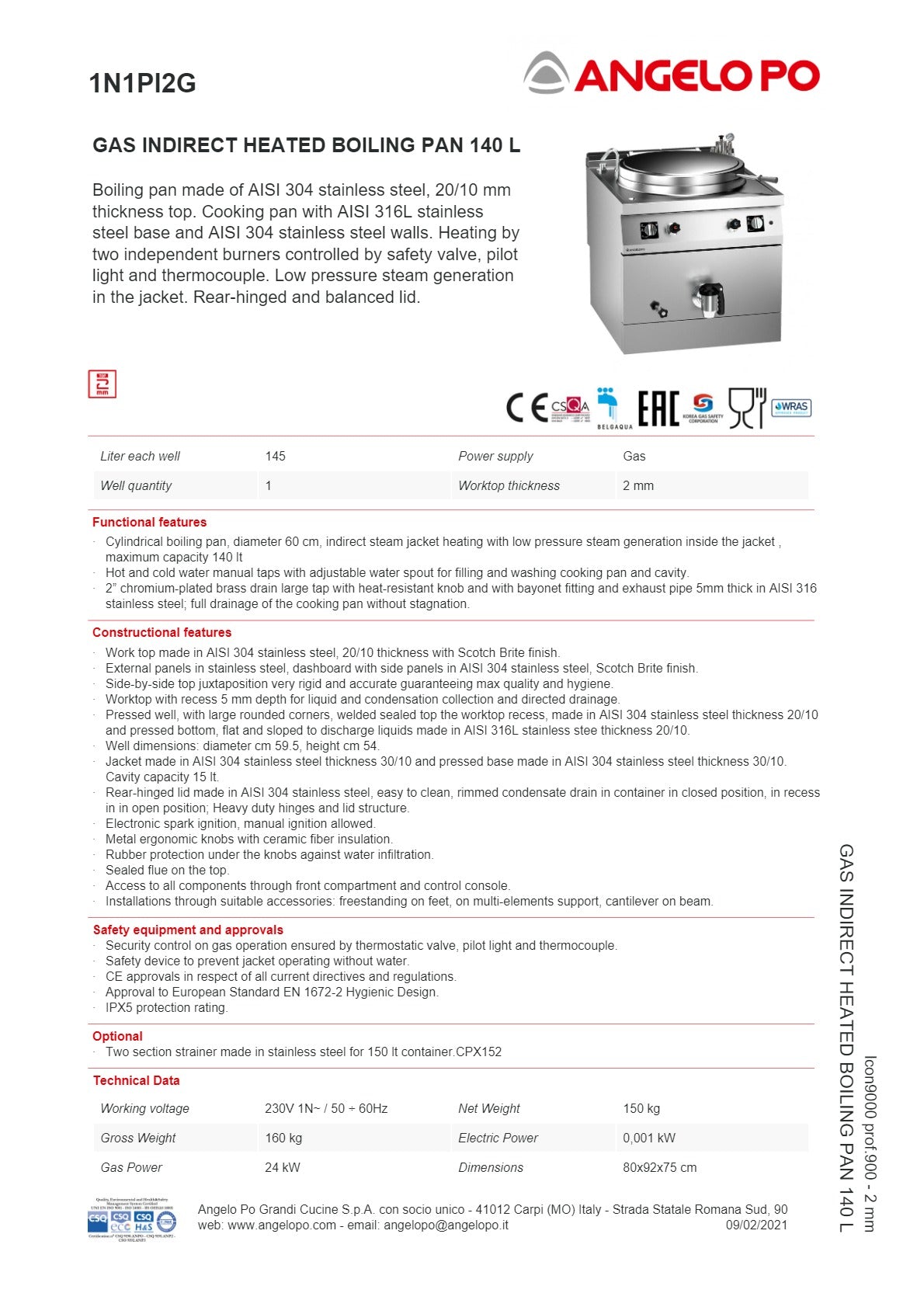Angelo Po Icon9000 1N1PI2G - Boiling Pan