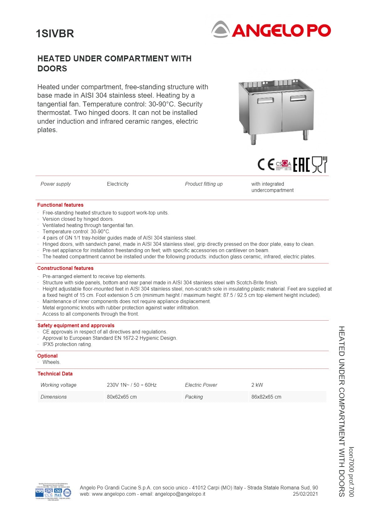 Angelo Po Icon7000 1SIVBR - Heated Under Compartment