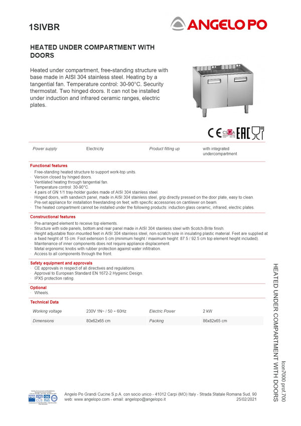 Angelo Po Icon7000 1SIVBR - Heated Under Compartment
