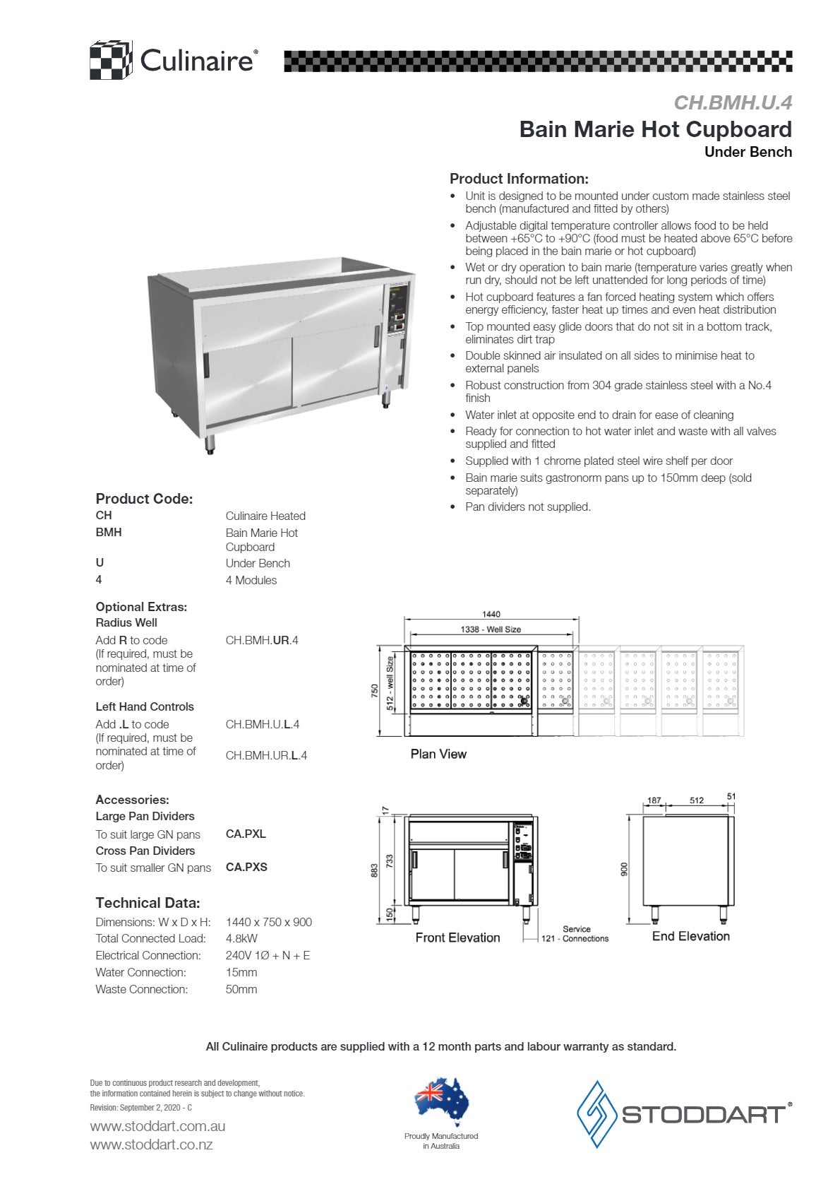 Thumbnail - Culinaire CH.BMH.U.4 - Bain Marie Hot Cupboard