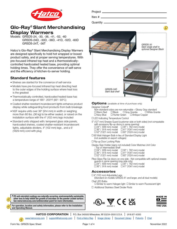 Hatco Glo-Ray GRSDS-36D - Hot Food Display