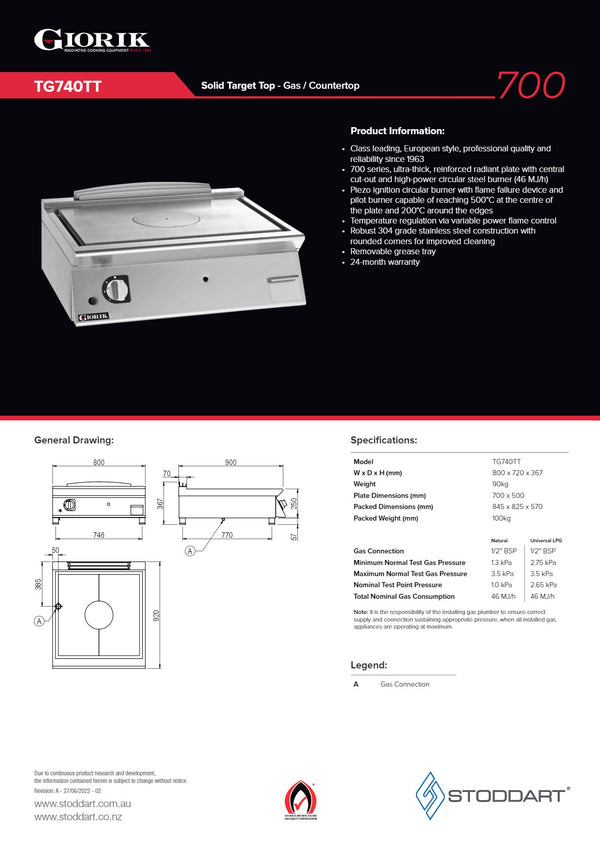 Giorik 700 Series TG740TT - Cook Top