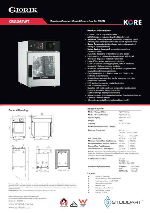 Giorik Kore KBG061WT.RO - Combi Oven