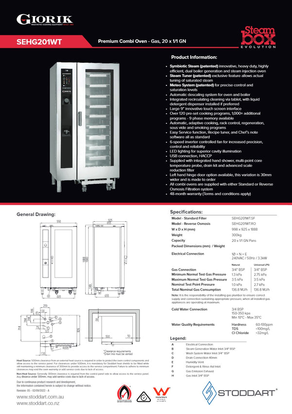 Giorik Steambox Evolution SEHG201WT.SF - Combi Oven