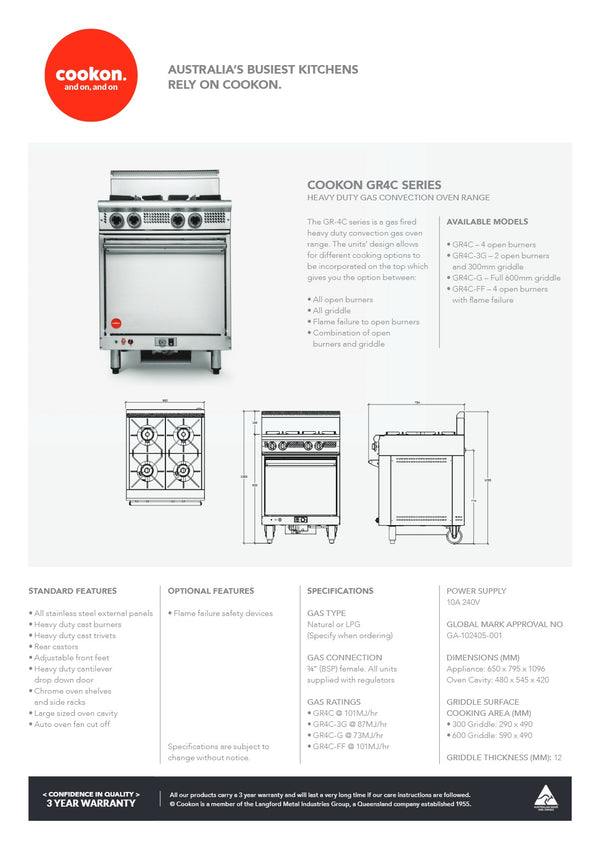 Cookon GR4C-G - Convection Range Oven