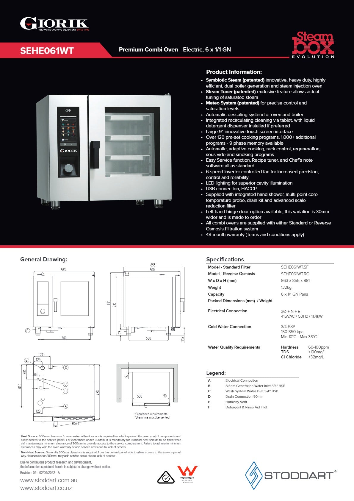 Thumbnail - Giorik Steambox Evolution SEHE061WT.SF.H - Combi Oven With Hood