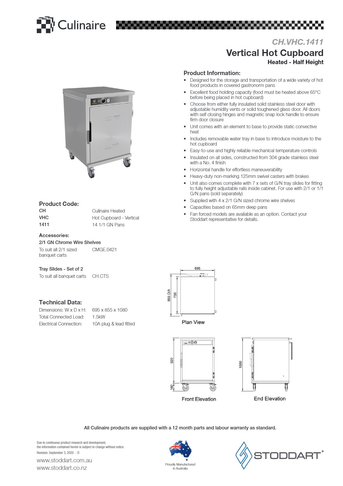 Culinaire CH.VHC.1411 - Vertical Hot Cupboard