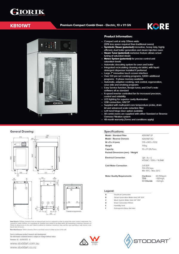 Giorik Kore KB101WT.SF.H - Combi Oven