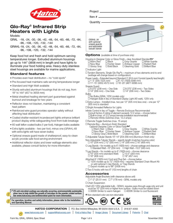 Hatco Glo-Ray GRAHL-60-IC - Food Warmer With Light