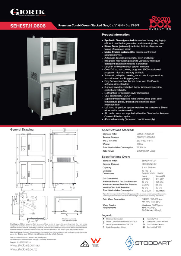 Giorik Steambox Evolution SEHGST.11.0606.RO - Stacked Combi Oven Kit