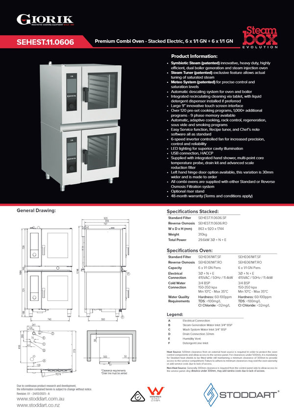 Giorik Steambox Evolution SEHEST.11.0606.RO - Stacked Combi Oven Kit