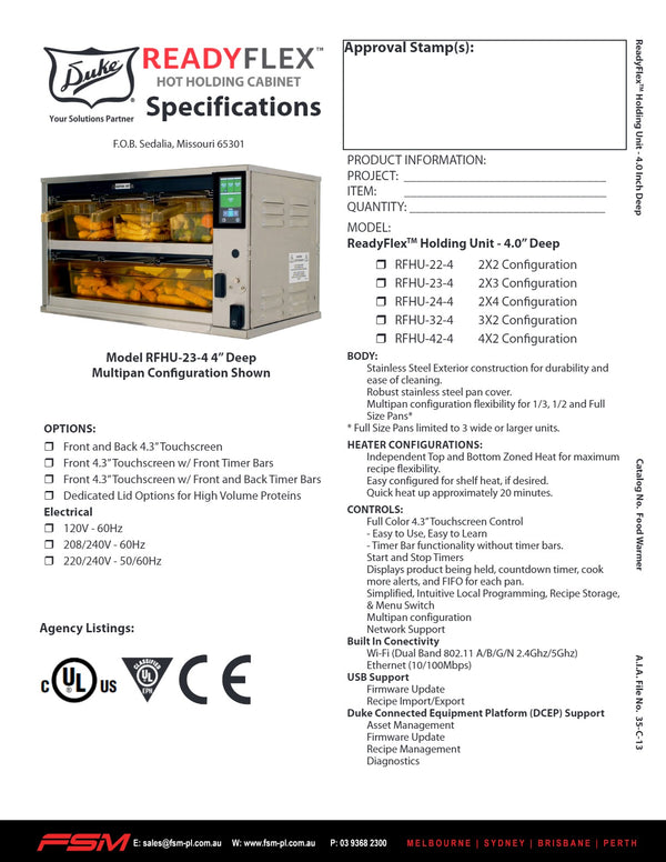 Duke ReadyFlex RFHU-32-FL034GM - Hot Holding Cabinet