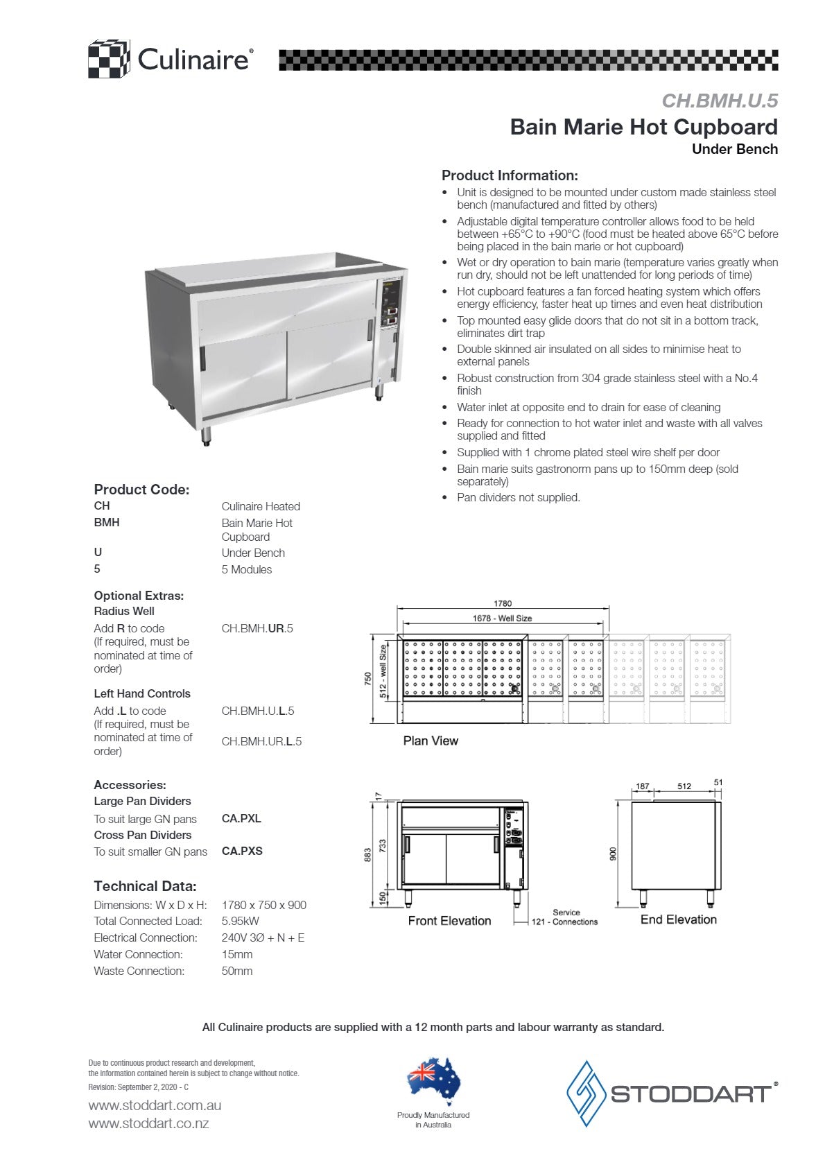 Thumbnail - Culinaire CH.BMH.U.5 - Bain Marie Hot Cupboard