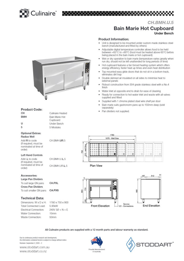 Culinaire CH.BMH.U.5 - Bain Marie Hot Cupboard