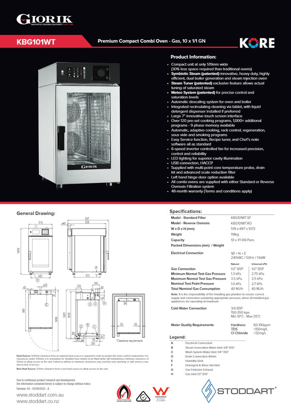 Giorik Kore KBG101WT.RO - Combi Oven