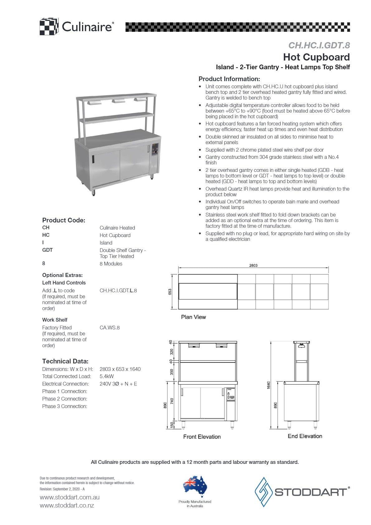 Thumbnail - Culinaire CH.HC.I.GDT.8 - Hot Cupboard Island With Double Gantry & Heat Lamps