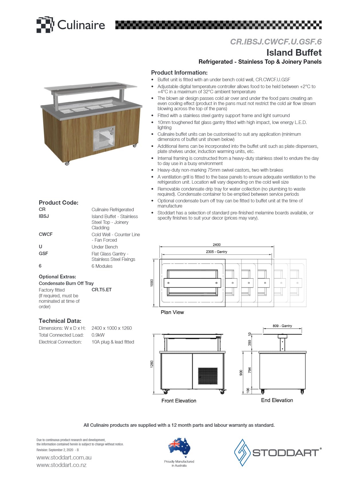 Thumbnail - Culinaire CR.IBSJ.CWCF.U.GSF.6 - Mobile Refrigerated Island Buffet With Flat Glass Gantry