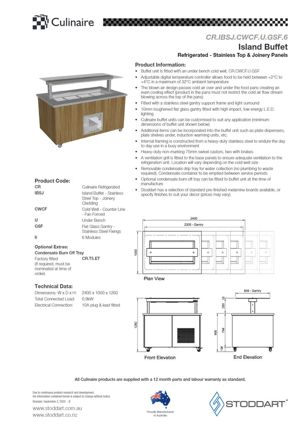 Culinaire CR.IBSJ.CWCF.U.GSF.6 - Mobile Refrigerated Island Buffet With Flat Glass Gantry