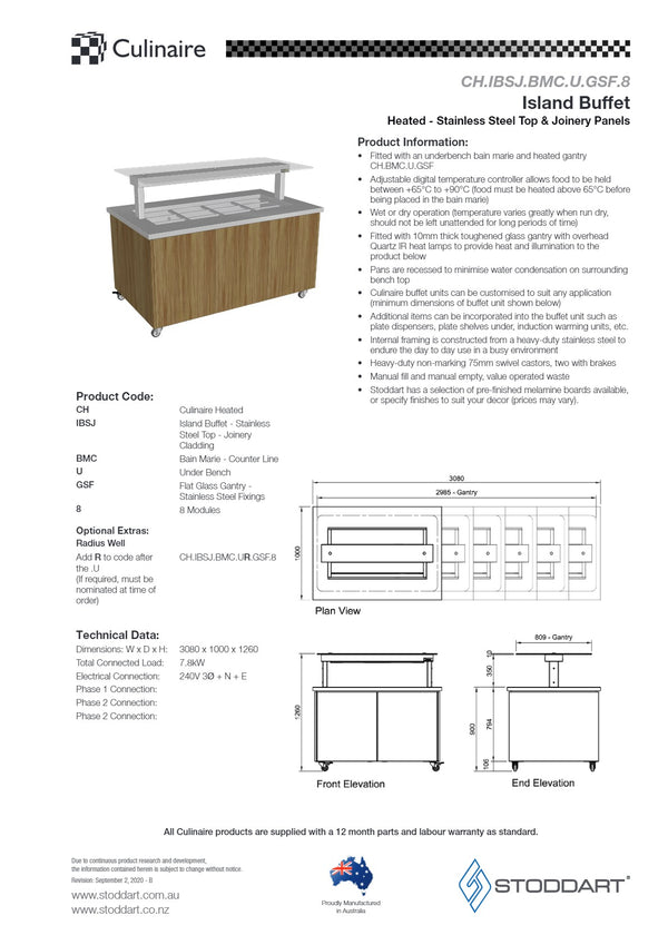 Culinaire CH.IBSJ.BMC.U.GSF.8 - Heated Mobile Island Buffet