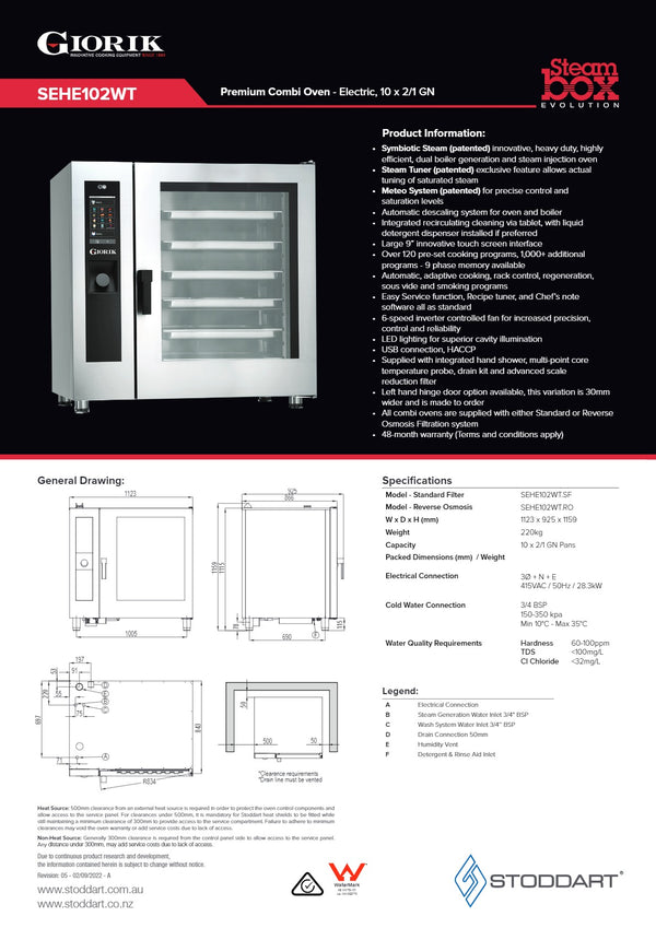 Giorik Steambox Evolution SEHE102WT.SF - Combi Oven