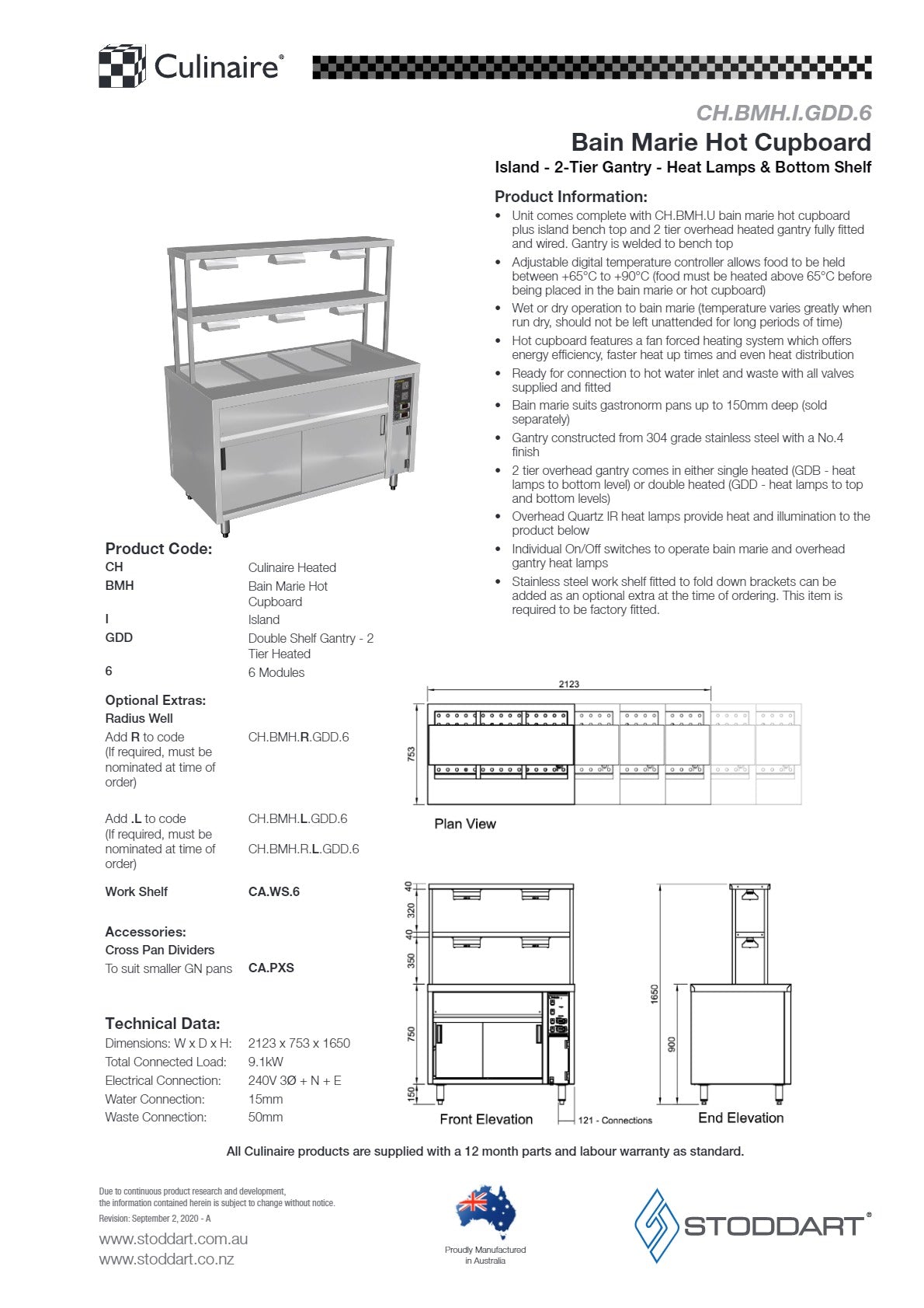 Culinaire CH.BMH.I.GDD.6 - Bain Marie Island With Double Gantry