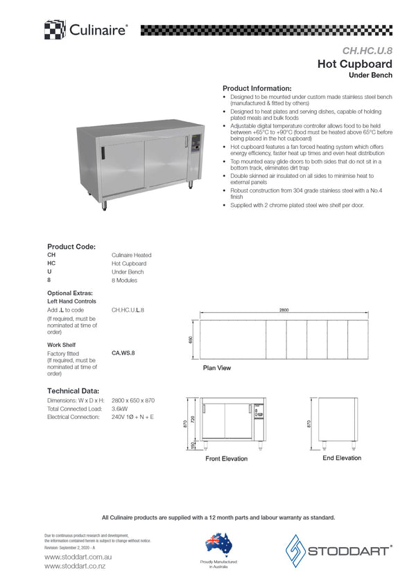 Culinaire CH.HC.U.8 - Hot Cupboard