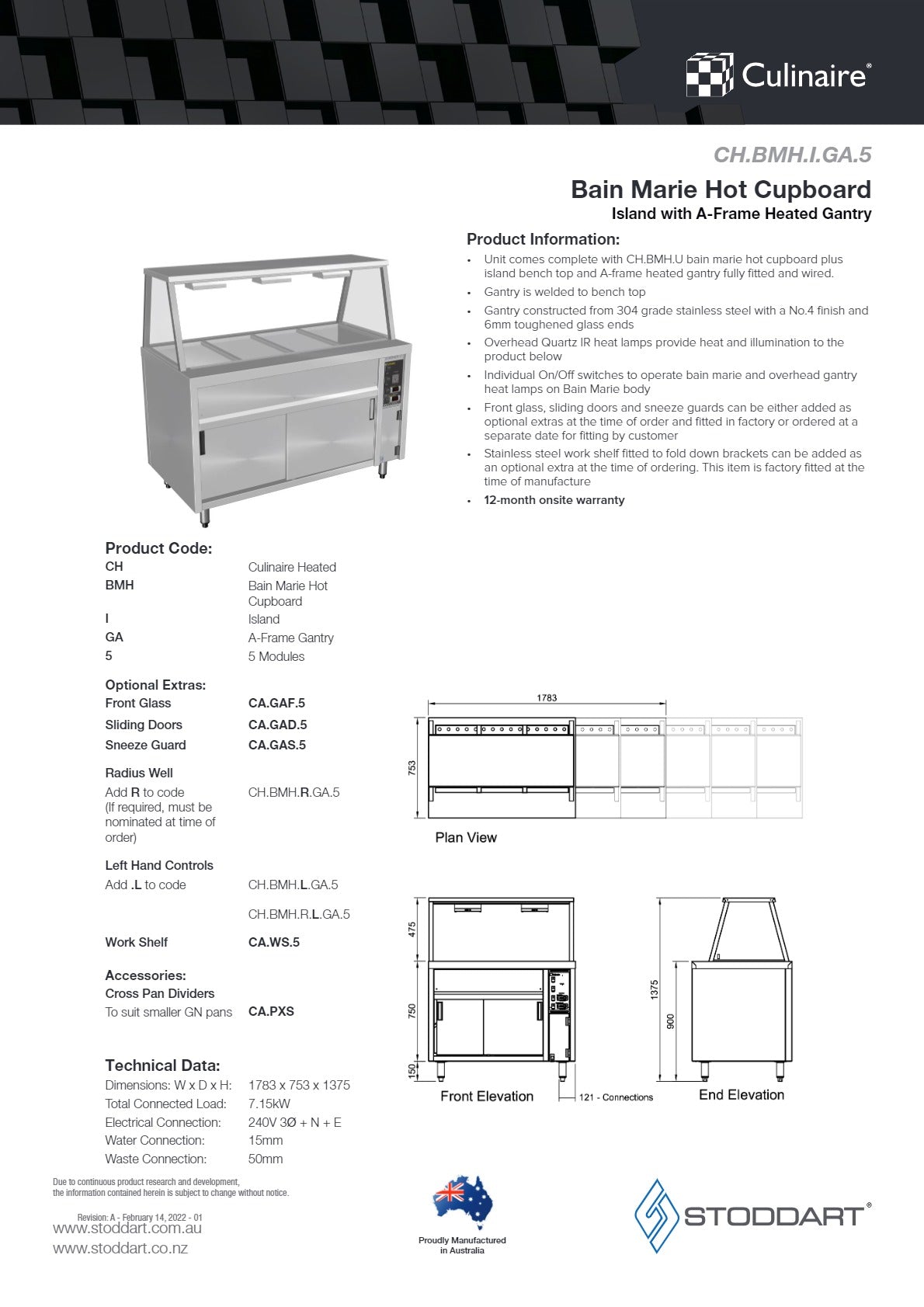 Thumbnail - Culinaire CH.BMH.I.GA.5 - Bain Marie Island With A Frame Gantry