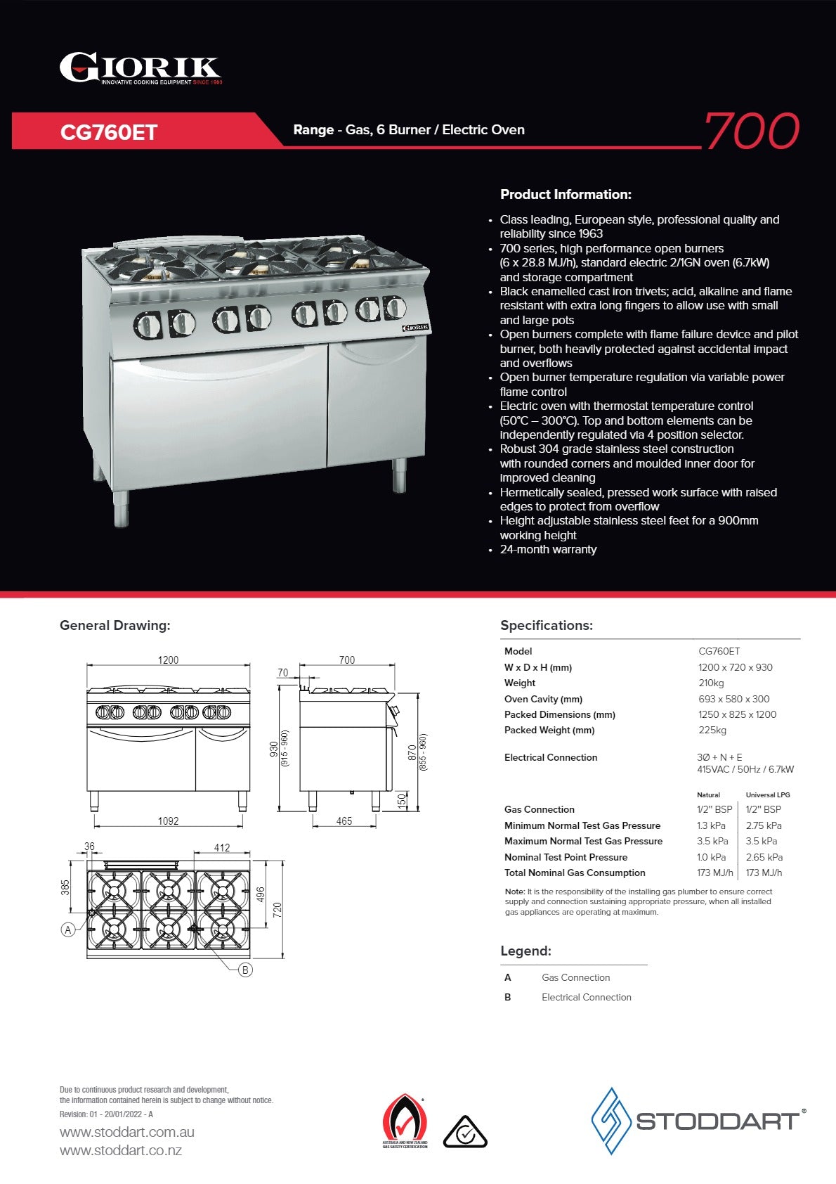 Thumbnail - Giorik 700 Series CG760ET - Range Oven