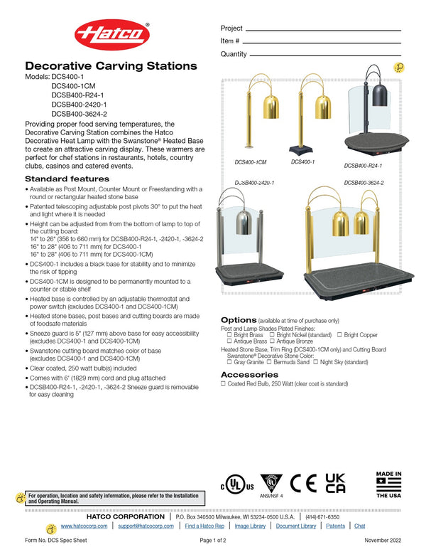 Hatco Glo-Ray DCSB400-2420-1-NSBN - Decorative Carving Station