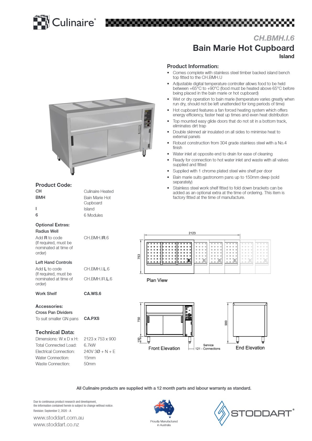 Culinaire CH.BMH.I.6 - Bain Marie Hot Cupboard