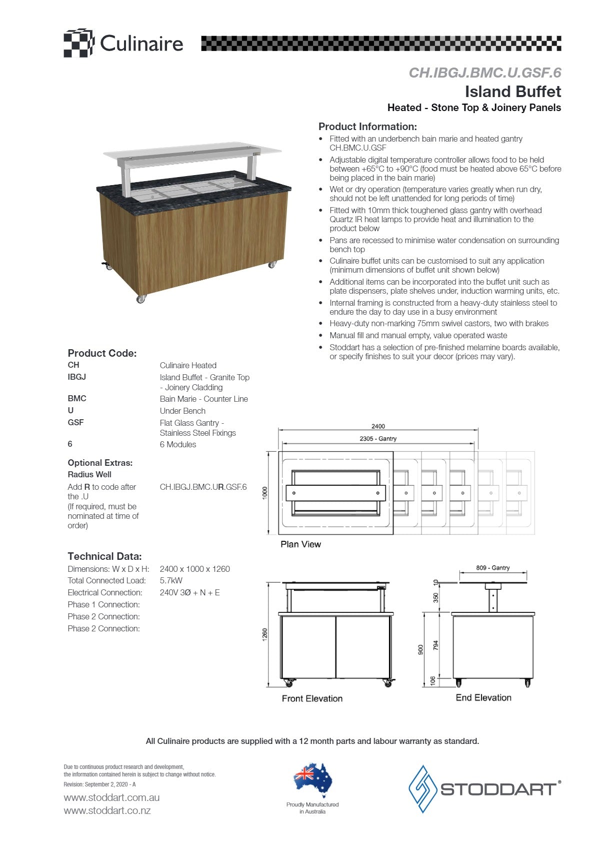 Culinaire CH.IBGJ.BMC.U.GSF.6 - Heated Mobile Island Buffet