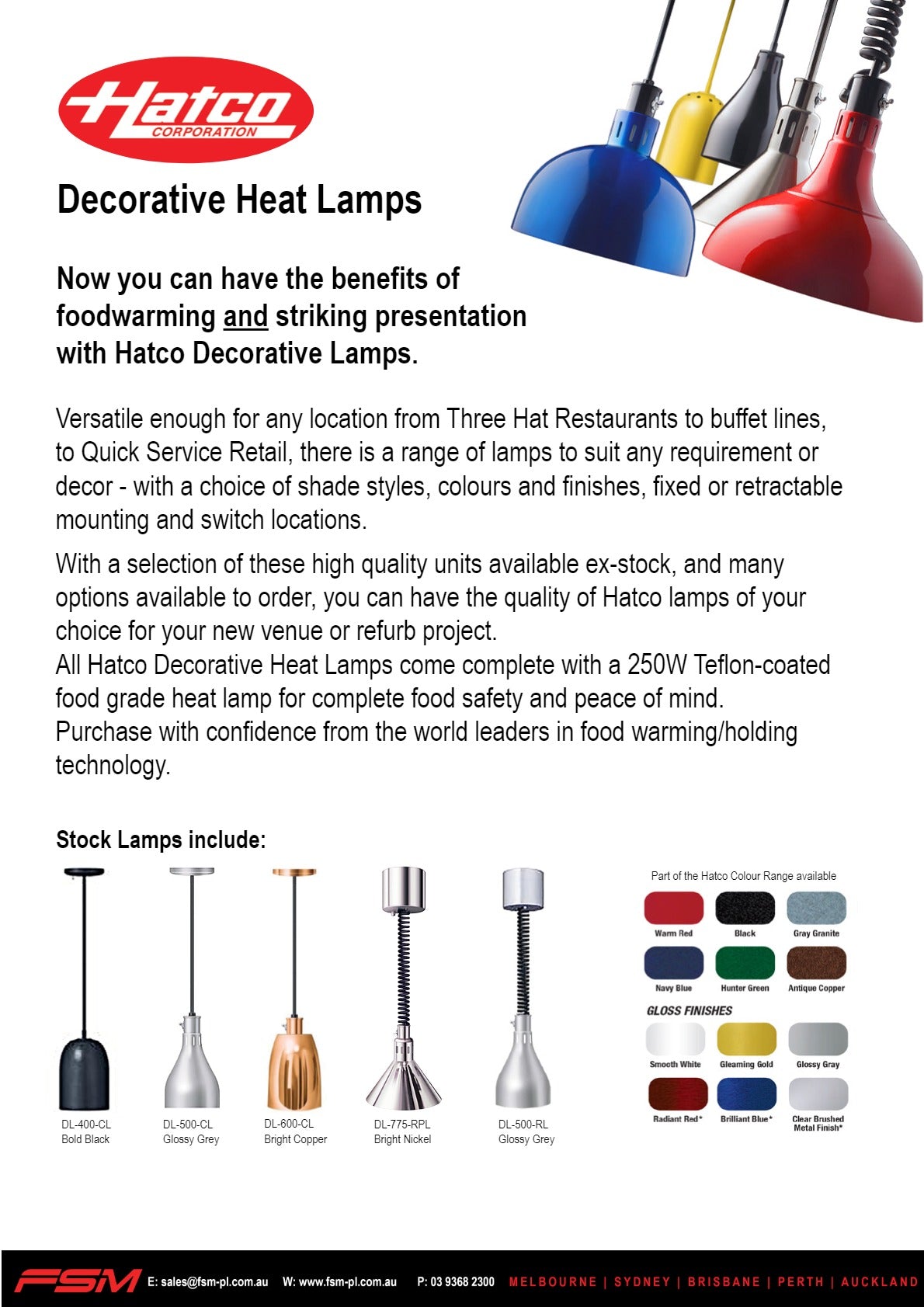 Hatco DL-500-RL-CH/BK - Decorative Heat Lamp