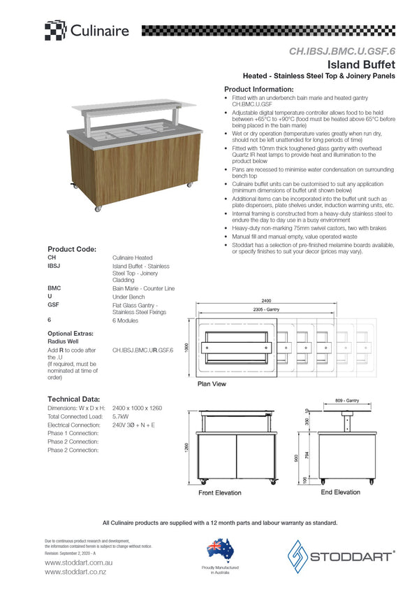 Culinaire CH.IBSJ.BMC.U.GSF.6 - Heated Mobile Island Buffet