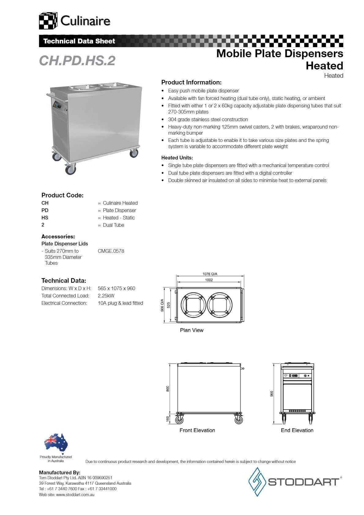 Thumbnail - Culinaire CH.PD.HS.2 - Heated Plate Dispenser
