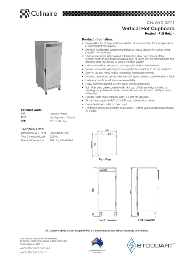 Culinaire CH.VHC.3211 - Vertical Hot Cupboard